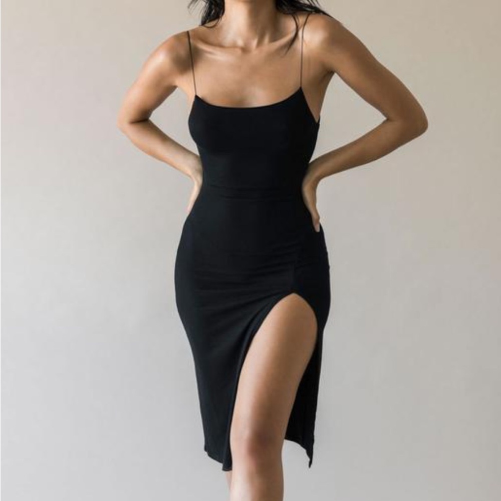 Joah Brown Black Midi Dress